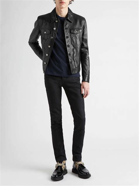 ysl learher jacket|saint laurent leather trucker jacket.